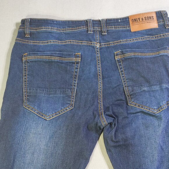 Only & Sons jeans men's size 34 denim blue ankle crop tapered - Picture 4 of 12